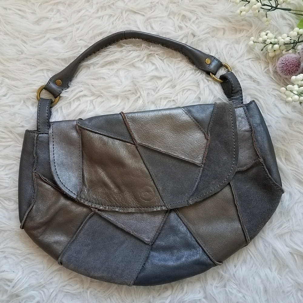 Lucky Brand Leather Patchwork Shoulder Hobo Purse